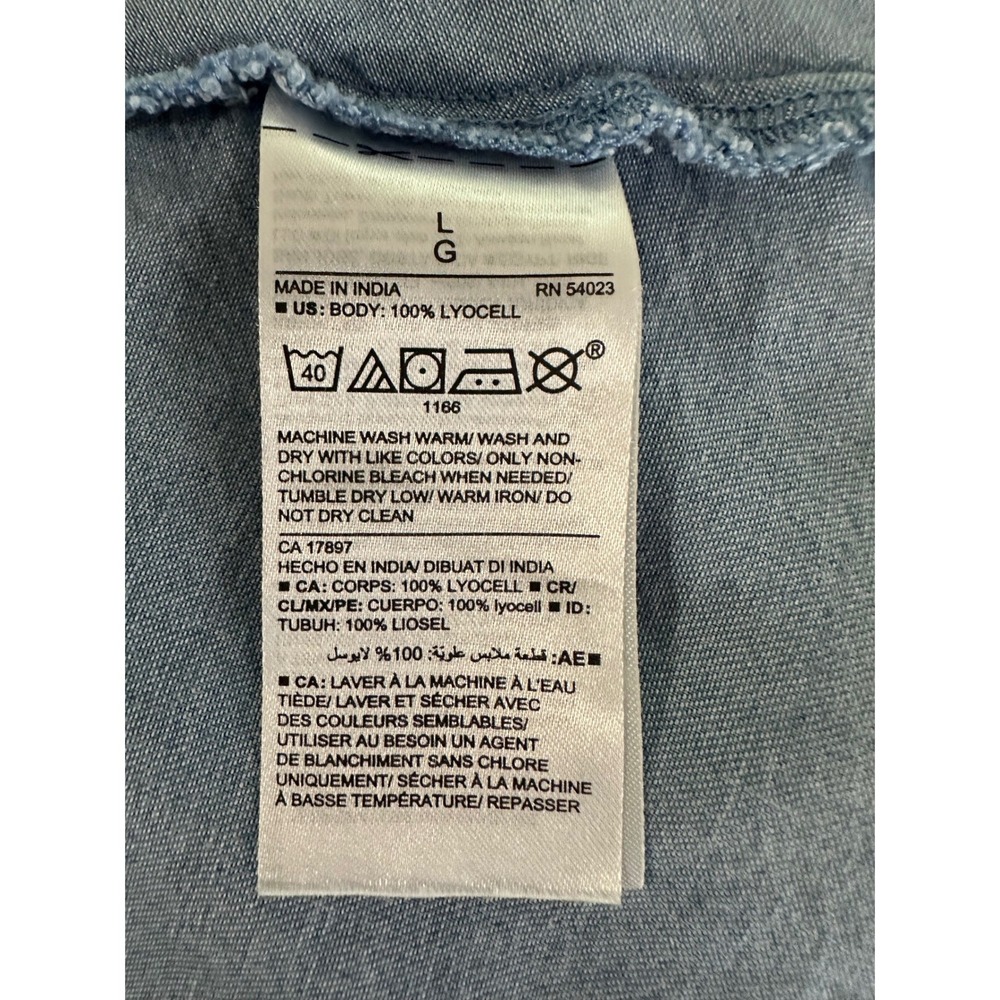 Old Navy Blue Chambray Cami Mini Dress Button Front Lyocell Size L - Picture 5 of 6